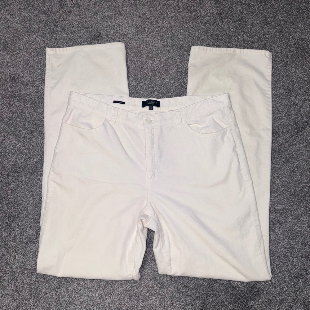 Talbots Women's Cotton Signature Boot Cut Jeans Pants White Size 16L